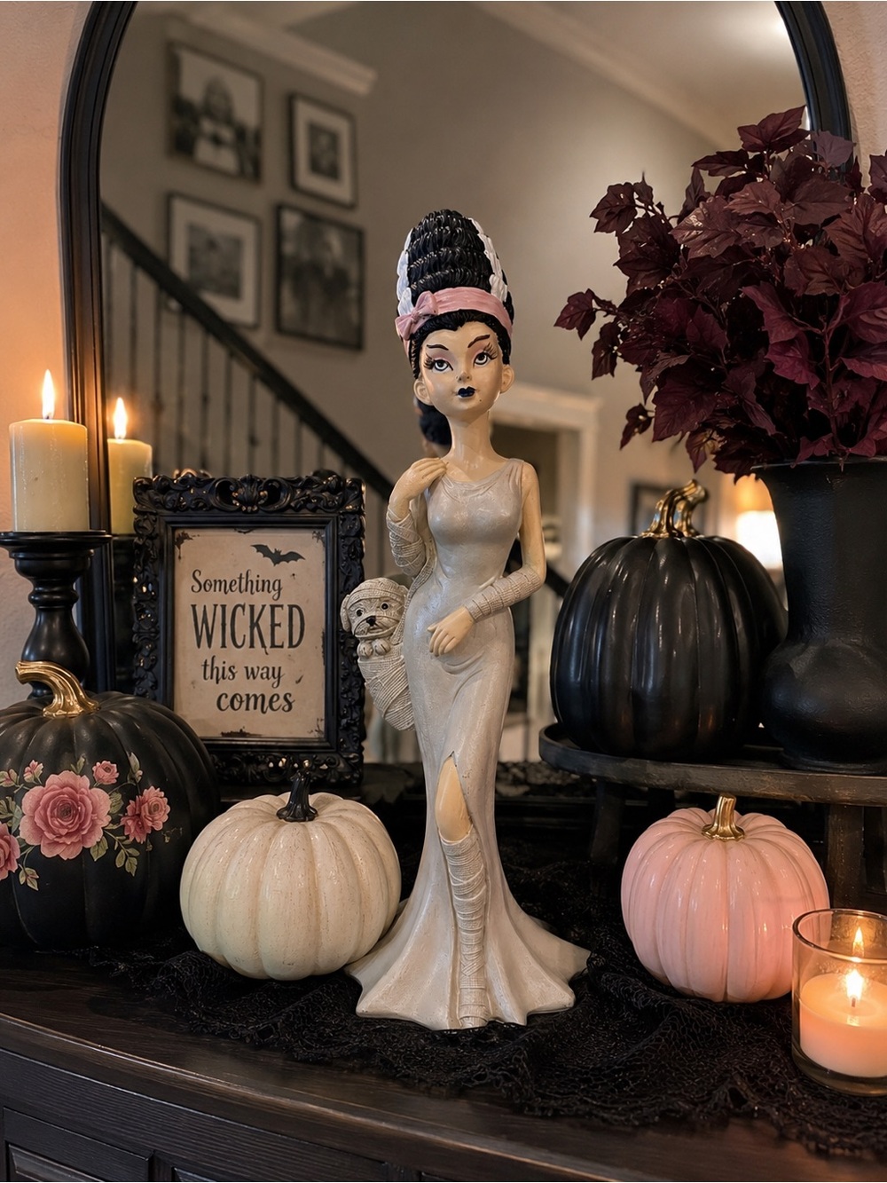 BRIDE OF FRANKENSTEIN WITH HER DOG HALLOWEEN DECOR